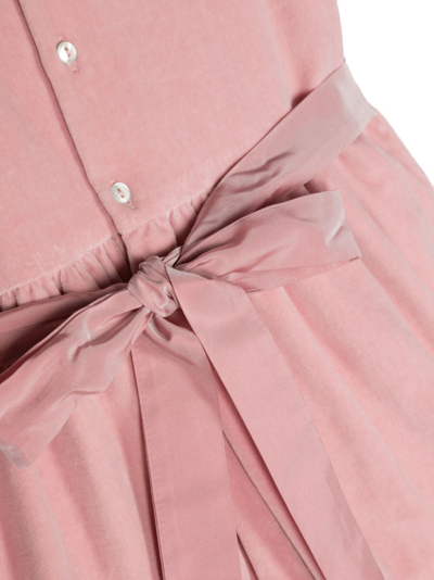 Mariella Ferrari Ruffled-detail Velvet Cotton Dress In Pink