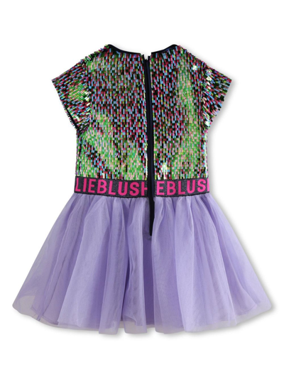 Shop Billieblush Sequin-embellished Panelled Dress In Purple