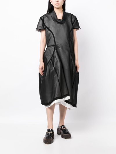 Shop Comme Des Garçons Asymmetric Panelled Midi Dress In Black