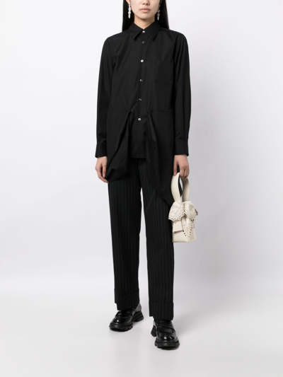 Shop Comme Des Garçons Asymmetric-hem Cotton Shirt In Black
