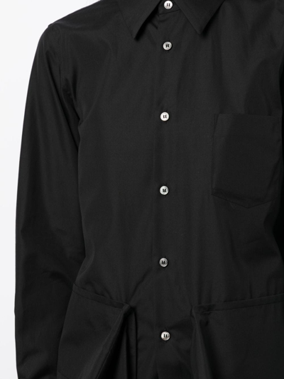 Shop Comme Des Garçons Asymmetric-hem Cotton Shirt In Black