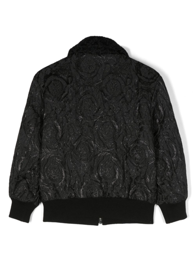 Shop Versace Textured-finish Bomber Jacket In Black