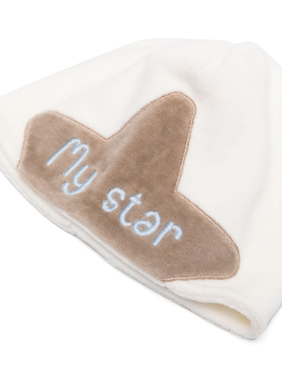 La Stupenderia Embroidered-design Cotton Blend Beanie In White