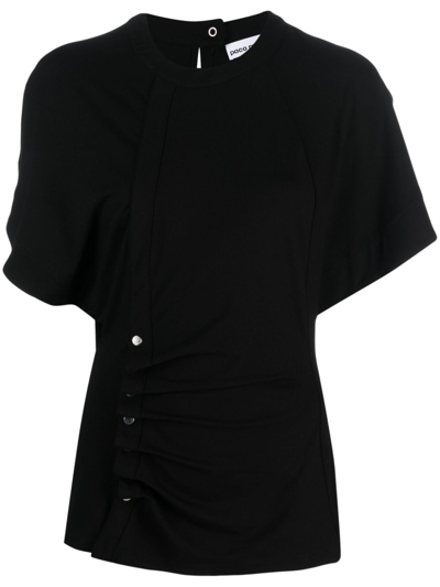 Shop Rabanne Short-sleeved Draped Blouse In Black