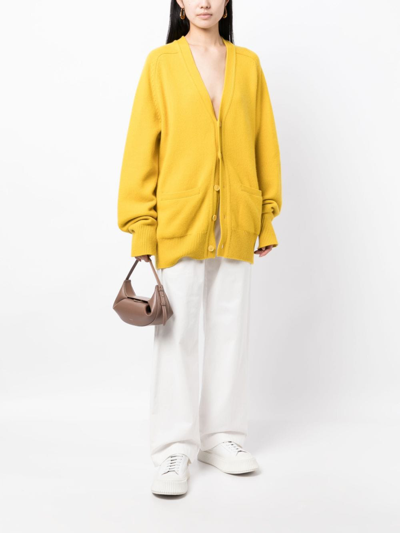 Shop Extreme Cashmere Papilli V-neck Cashmere Cardigan In Yellow
