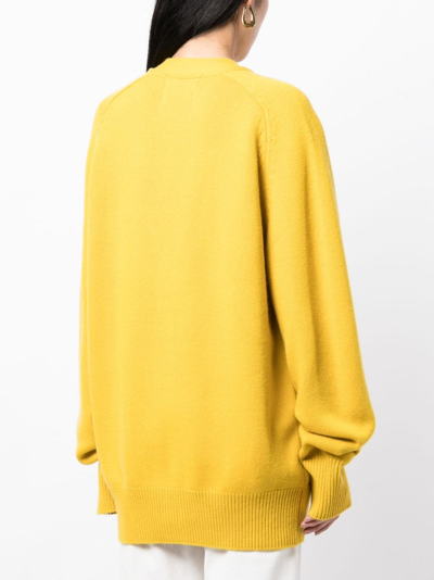 Shop Extreme Cashmere Papilli V-neck Cashmere Cardigan In Yellow
