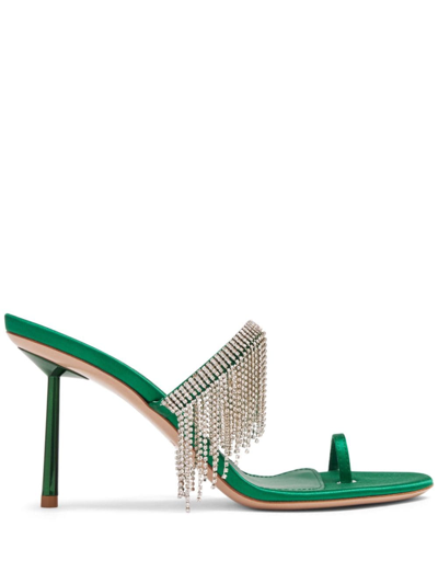 Shop Le Silla Jewels 80mm Crystal-embellished Sandals In Green