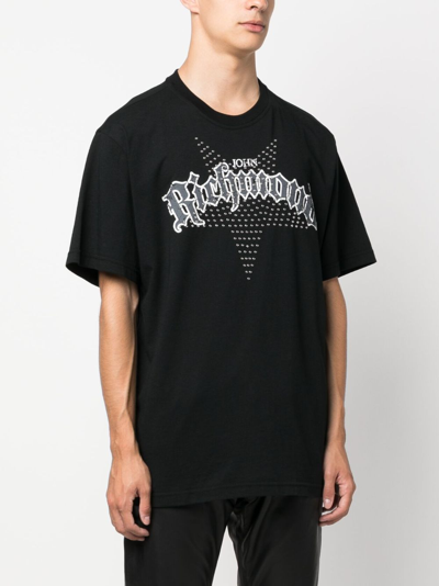 Shop John Richmond Logo-print Cotton T-shirt In Black