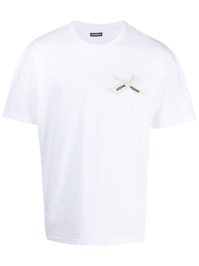 Shop Jacquemus Le Noeud Cotton T-shirt In White