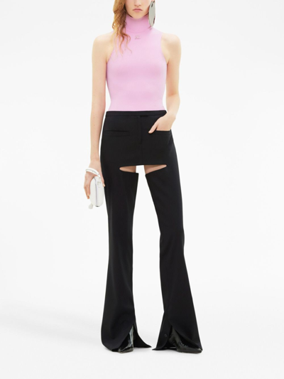 Courrèges Chaps Flared Tailored Trousers In Black