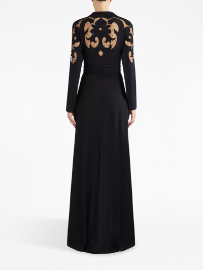 Shop Etro V-neck Semi-sheer Dress In Black
