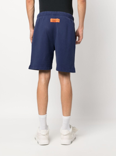 Shop Heron Preston Hpny Logo-print Cotton Track Shorts In Blue