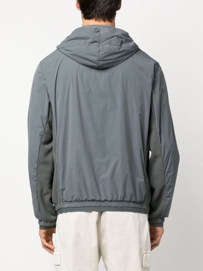 Shop Stone Island Logo-embroidered Panelled Hooded Jacket In Grey