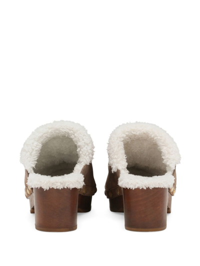 Dolce & Gabbana Logo-plaque Suede Clogs In Brown