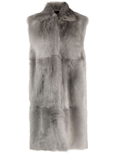 Shop Fabiana Filippi Sleeveless Faux-fur Coat In Grey