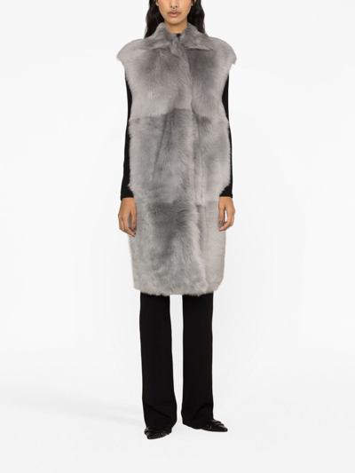 Shop Fabiana Filippi Sleeveless Faux-fur Coat In Grey