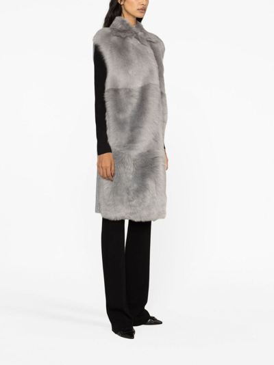 Shop Fabiana Filippi Sleeveless Faux-fur Coat In Grey