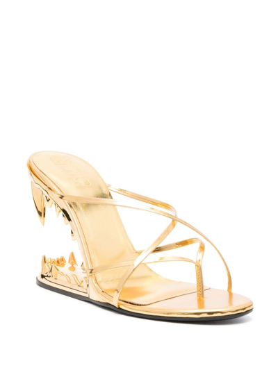 Shop Gcds Morso 109mm Thong Sandals In Gold