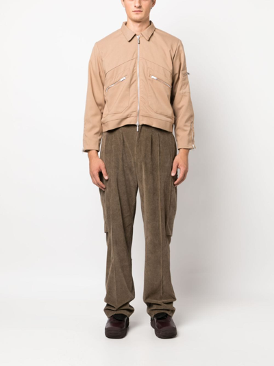 Shop Rhude Sambac Zip-up Shirt Jacket In Brown