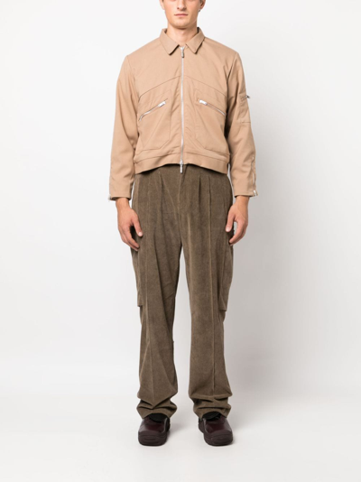 Rhude Neutral Sambac Zip Up Shirt Jacket In Brown