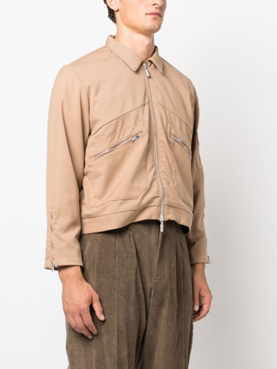 Rhude Neutral Sambac Zip Up Shirt Jacket In Brown