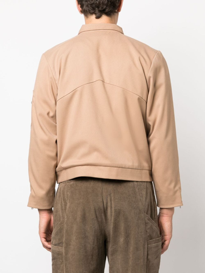 Shop Rhude Sambac Zip-up Shirt Jacket In Brown