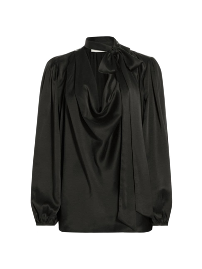 Shop Zimmermann Women's Silk Billow-sleeve Blouse In Black