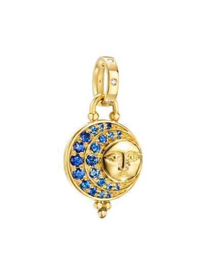 Shop Temple St Clair Women's Celestial Lunar Eclipse 18k Yellow Gold, Blue Sapphire & 0.003 Tcw Diamond Moon Pendant
