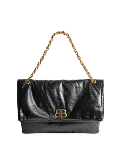 Shop Balenciaga Women's Monaco Large Chain Shoulder Bag In Black