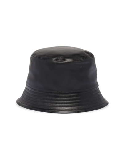Shop Prada Men's Nappa Leather Bucket Hat In Black