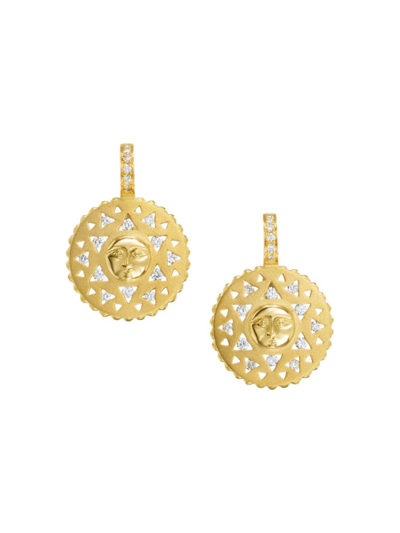 Shop Temple St Clair Women's Celestial Orbit 18k Yellow Gold & 0.25 Tcw Diamond Sun Drop Earrings