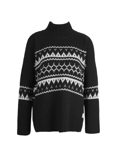 Shop Barbour Women's Pine Wool-blend Fair-isle Sweater In Black