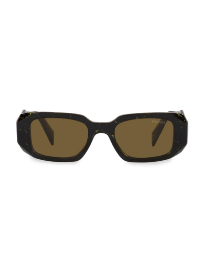 Shop Prada Men's Symbole 49mm Rectangle Sunglasses In Dark Brown