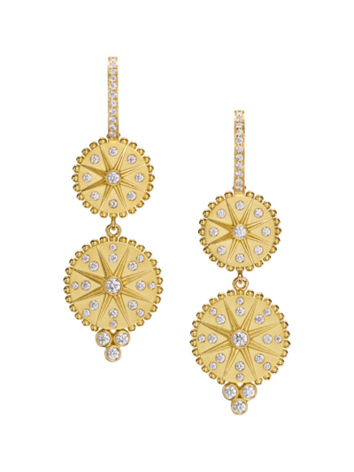 Shop Temple St Clair Women's Celestial Orbit 18k Yellow Gold & 0.67 Tcw Diamond Double-drop Earrings