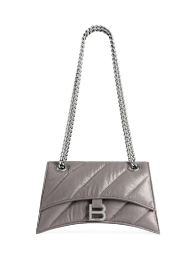 Shop Balenciaga Women's Crush Quilted Small Chain Bag In Dark Grey