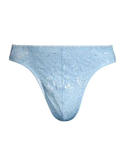 Shop Cosabella Men's Never Classic Lace G-string In Aasmani Blue