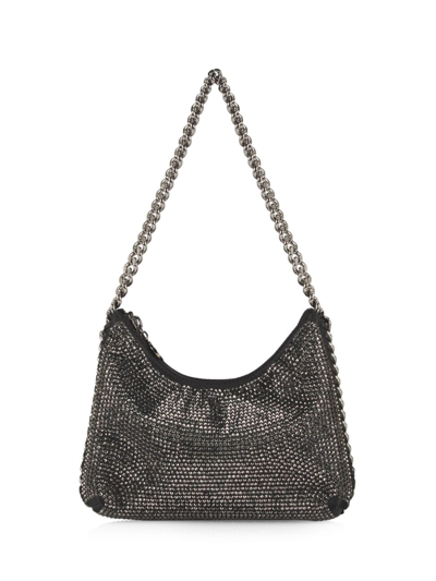 Shop Stella Mccartney Women's Mini Falabella Crystal Shoulder Bag In Black Hematite