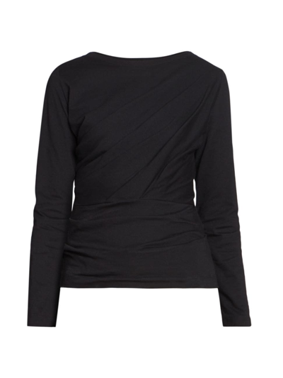 Shop Dries Van Noten Women's Henewas Long-sleeve Cotton Top In Black
