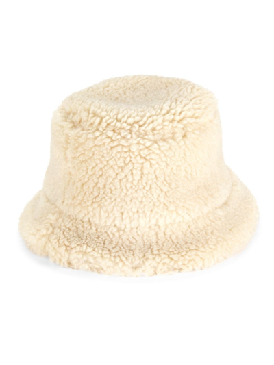 Shop Apparis Women's Gilly Cannaba Faux Shearling Bucket Hat In Oat