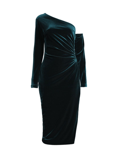 Shop Donna Karan Women's Social Occasion Asymmetric Velvet Cocktail Dress In Emerald