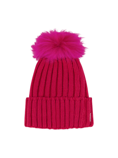 Shop Gorski Women's Knit Hat With Toscana Lamb Pompom In Pink
