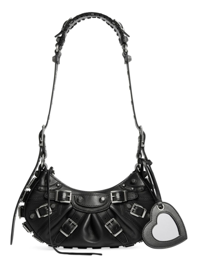 Shop Balenciaga Women's Le Cagole Xs Shoulder Bag With Buckles In Black
