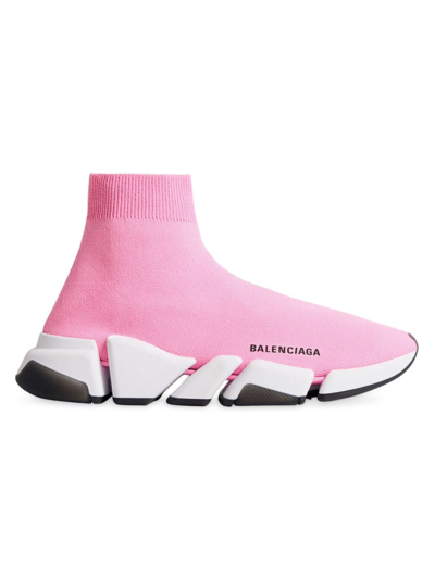 Shop Balenciaga Women's Speed 2.0 Recycled Knit Sneakers In Light Pink
