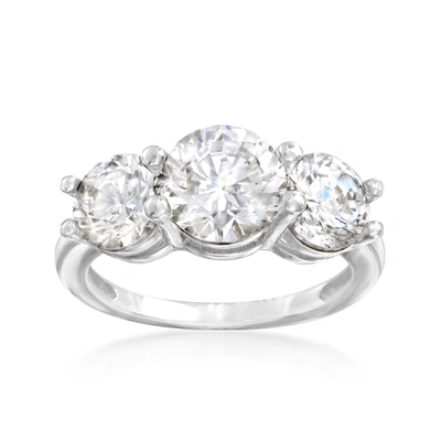 Ross-simons Lab-grown Diamond 3-stone Ring In 14kt White Gold In Silver