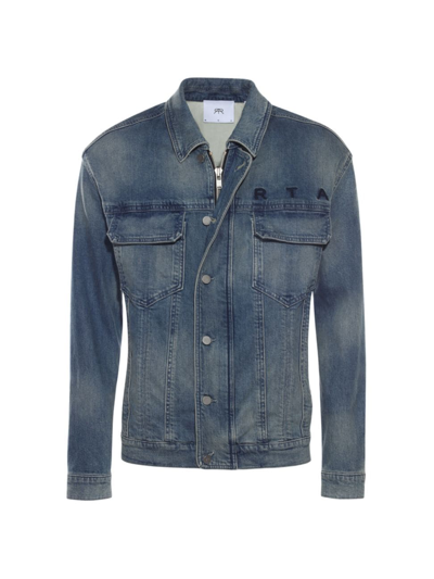 Shop Rta Men's Oversized-fit Denim Jacket In Medium Blue Logo
