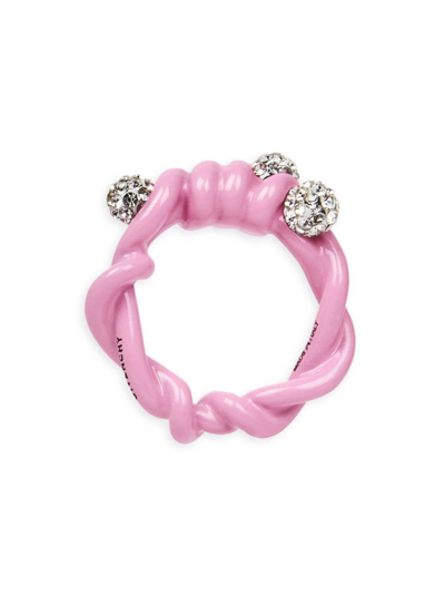 Givenchy Women s Twisted Ring In Metal With Crystals In Bubble Gum