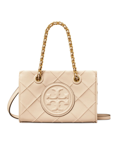Fleming Soft Mini of Tory Burch - Quilted leather bag orange colored with  adjustable strap for women