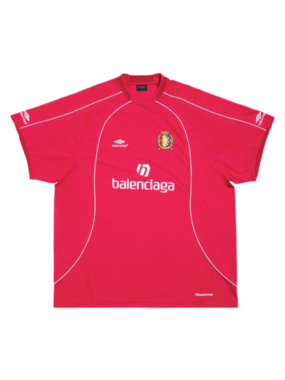 Shop Balenciaga Lion Crest Soccer Oversized T-shirt In Red