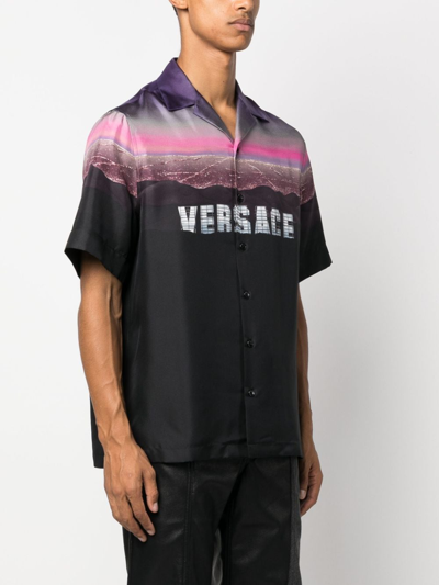 Shop Versace Hills Silk Shirt In Black