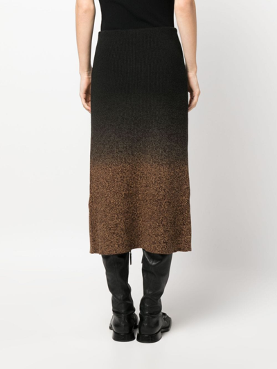 Shop Proenza Schouler White Label Ombré Ribbed-knit Midi Skirt In Brown